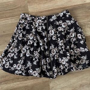 Black Floral Miniskirt